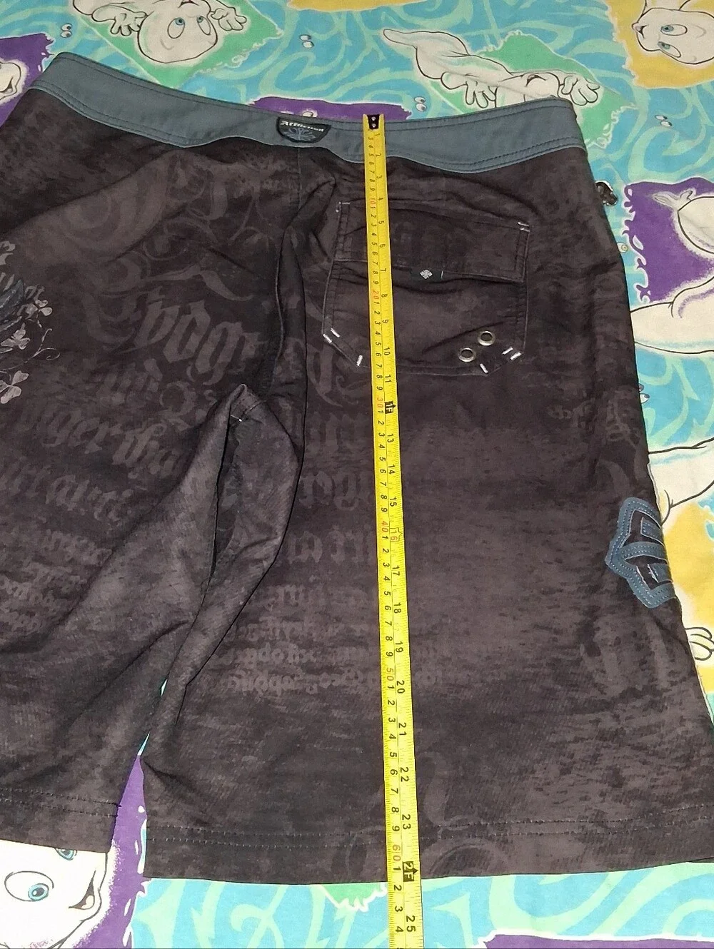 Y2K Affliction Vintage Cross Skull Board Shorts